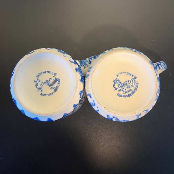 Set of 2 GIBSON Blue Spongeware Mugs ~ Cottagecore  ~ Farm Kitchen ~ Sponge - Picture 8 of 9